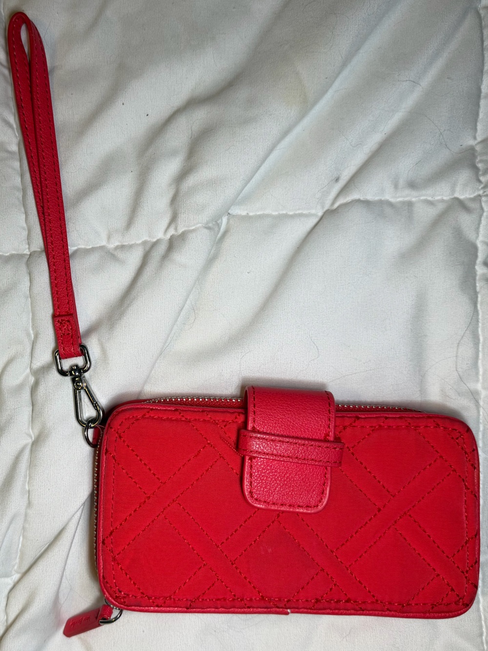 Vera Bradley Bright Red Quilted Wristlet Wallet with Strap